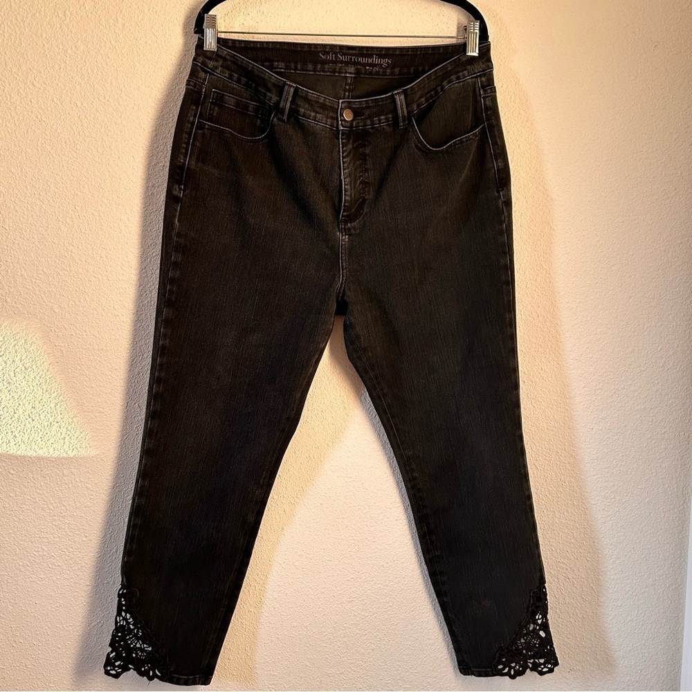 Soft Surroundings Wash Out Black Ankle Jeans Women Size 16P